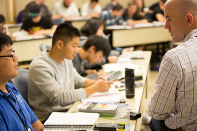 Jim Pfaendtner with a student