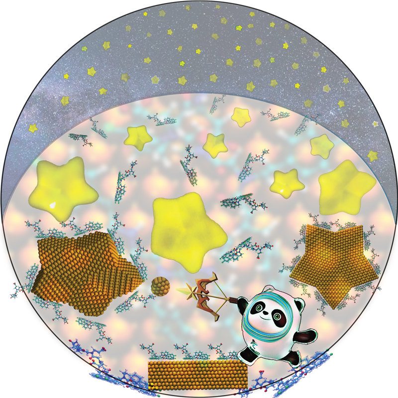 artistic illustration of gold star assembly