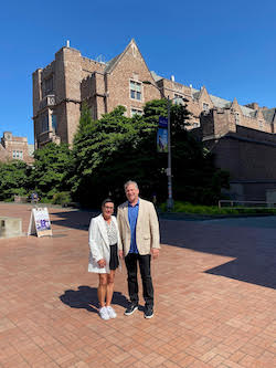 Rob Hinton and his partner Caroline visit campus