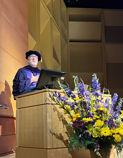 Kirk Nass speaks at the 2022 ChemE graduation