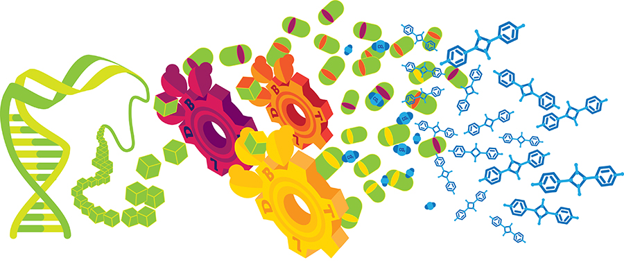 illustration of editing microbe genomes to upcycle co2