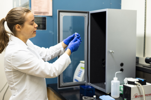 ChemE undergraduate Sofia Dahlgren in the lab