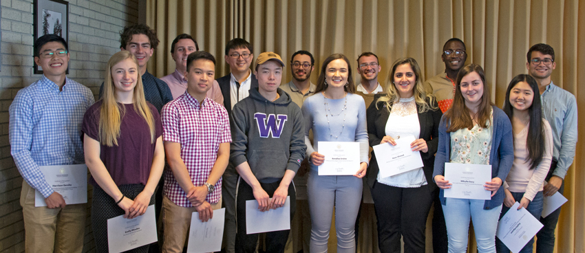 scholarship recipients with professor baneyx