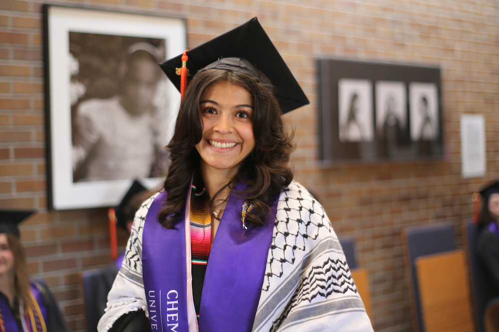 An undergraduate student at graduation.