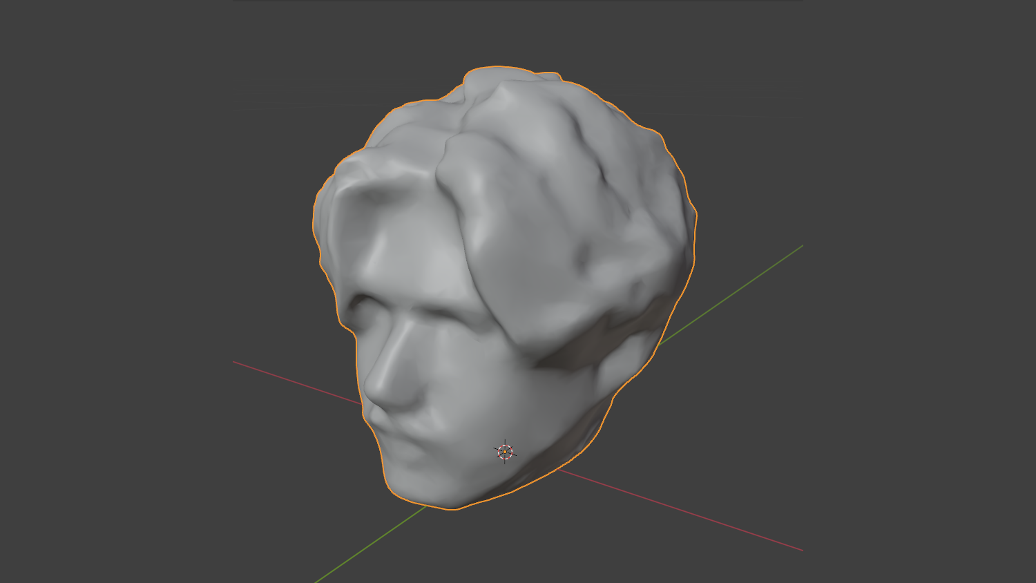 A gray model of a students head in 3D.
