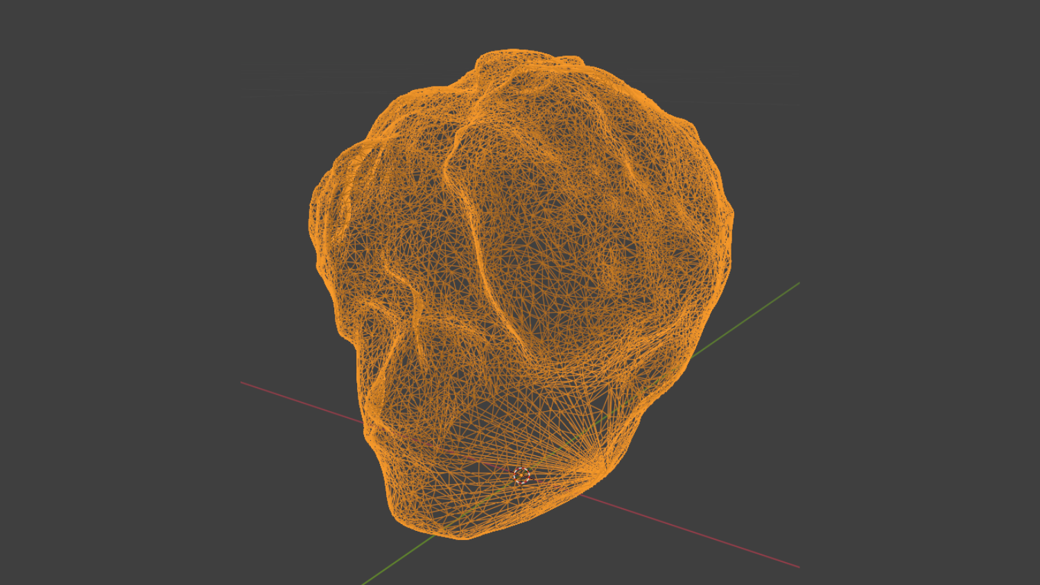 An orange model of a student's head in Blender.
