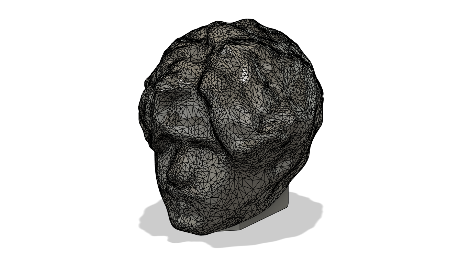 A solid model of the head which includes more details than previous steps.