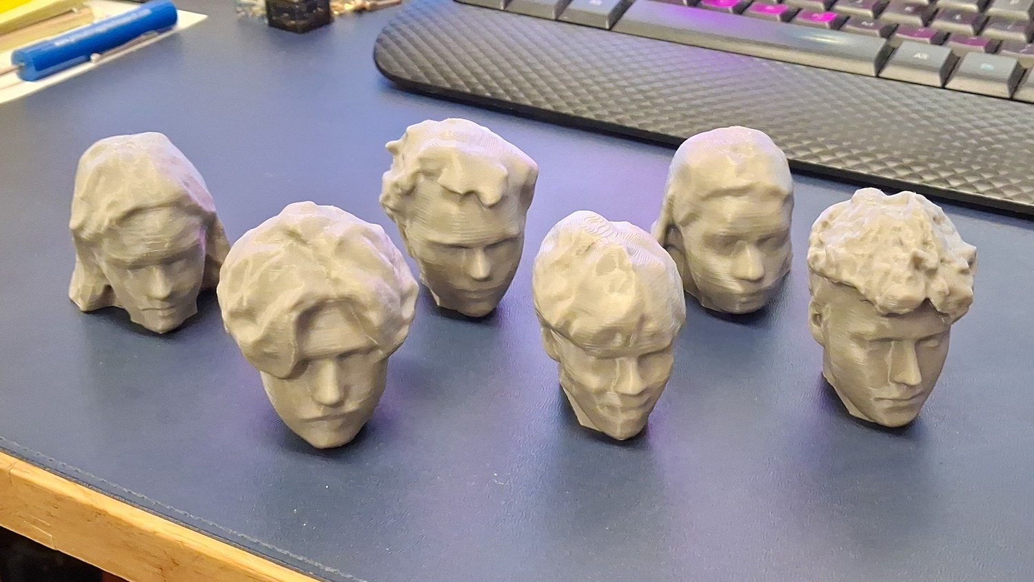Printed PEZ heads ready for decorating.