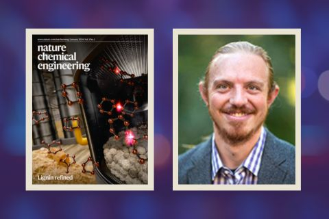 Professor Cole DeForest and cover of new Nature Chemical Engineering