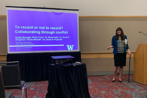 ChemE undergraduate student Kristin Bennett gives a presentation at the ASEE conference